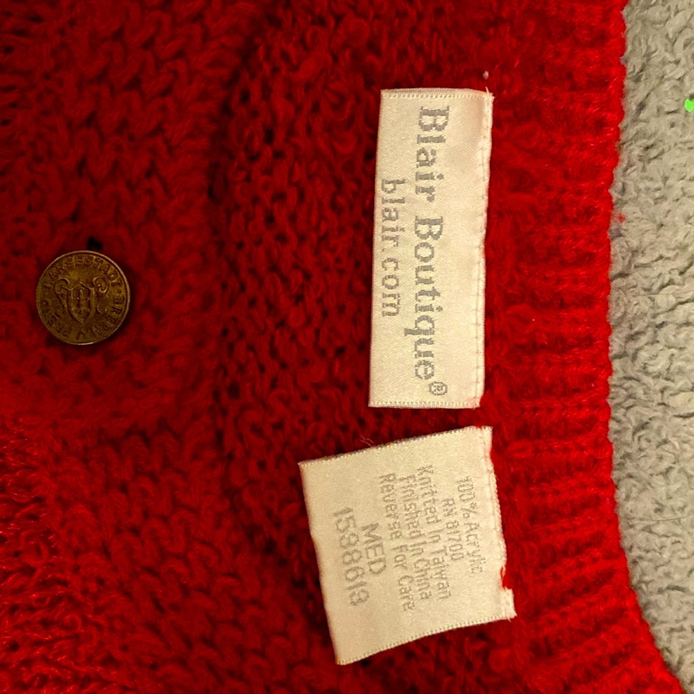 Red sweater cardigan